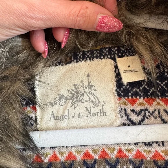 ANTHROPOLOGIE Angel of the North wool faux fur Small sweater coat cardigan M - Picture 9 of 13